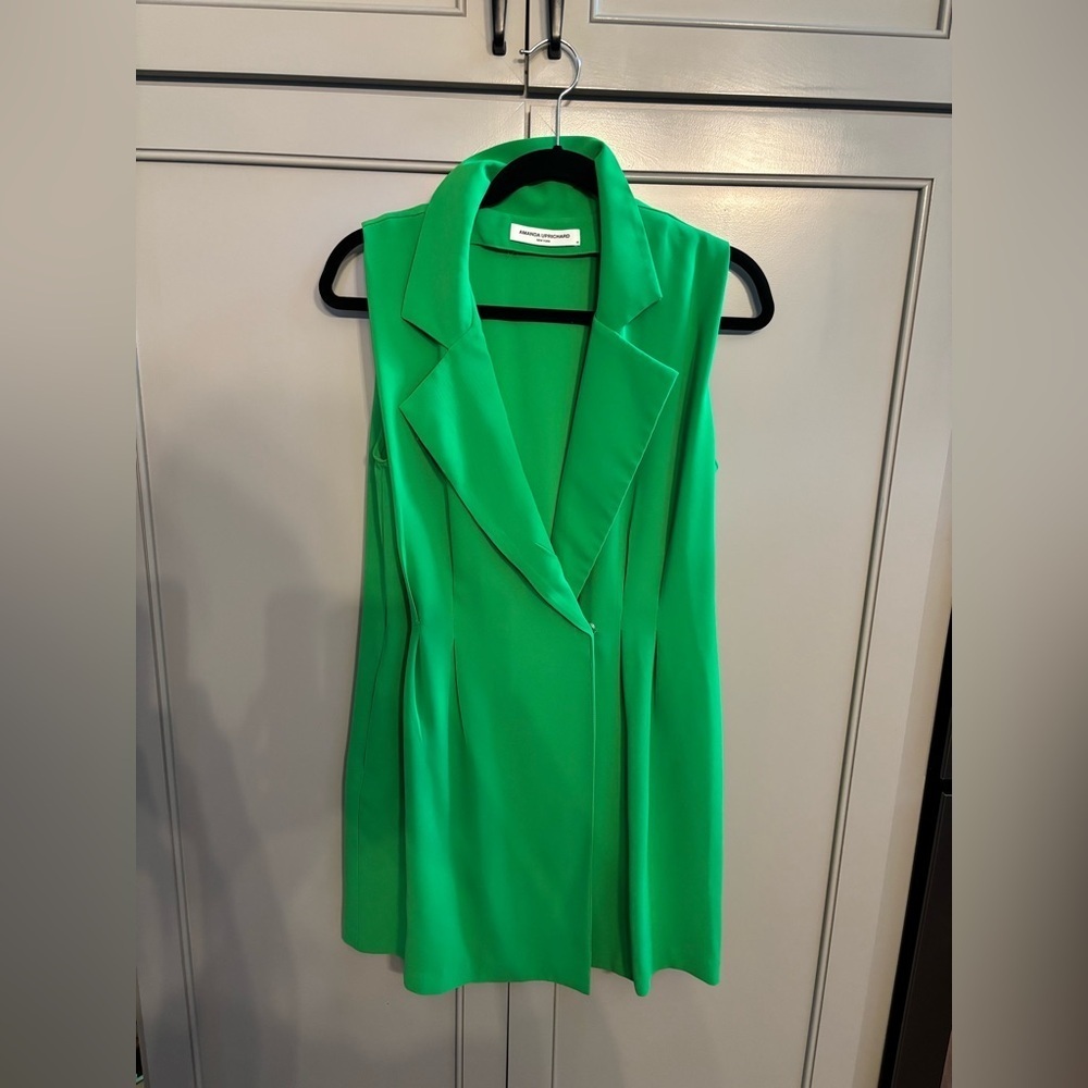Amanda Uprichard Wintour Green Blazer Sleeveless Mini Dress M missing belt!
